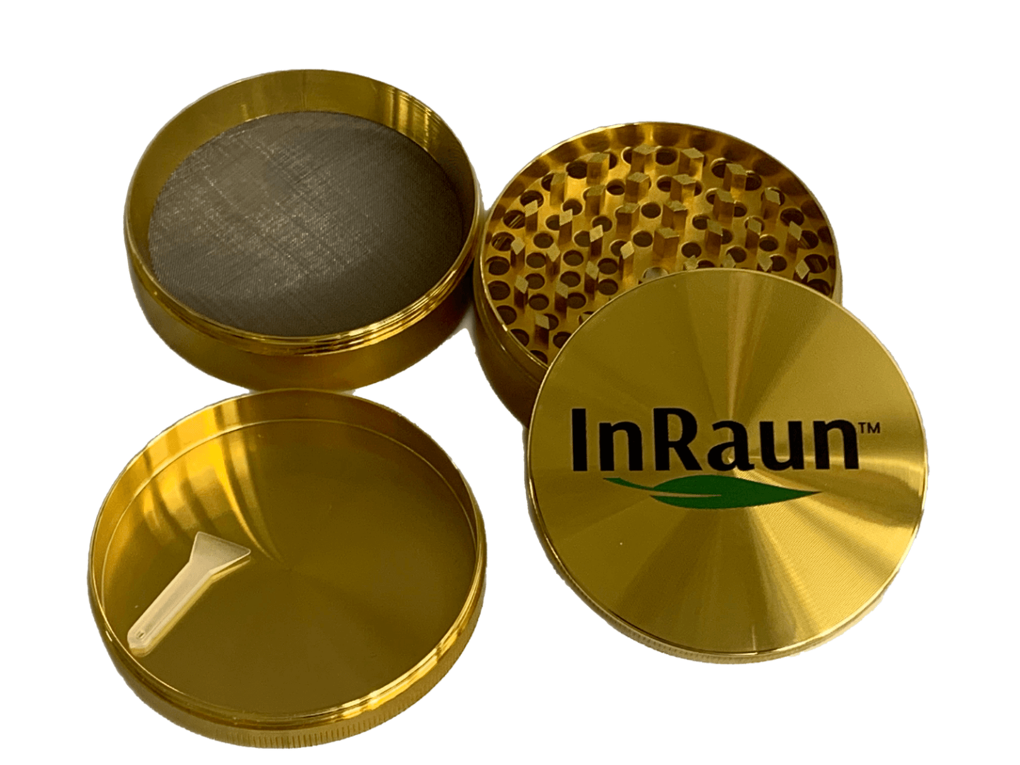 InRaun Large 3.0" inch 4-Piece 2-in-1 Metal Herb/Spice Grinder 90 Sharp Teeth